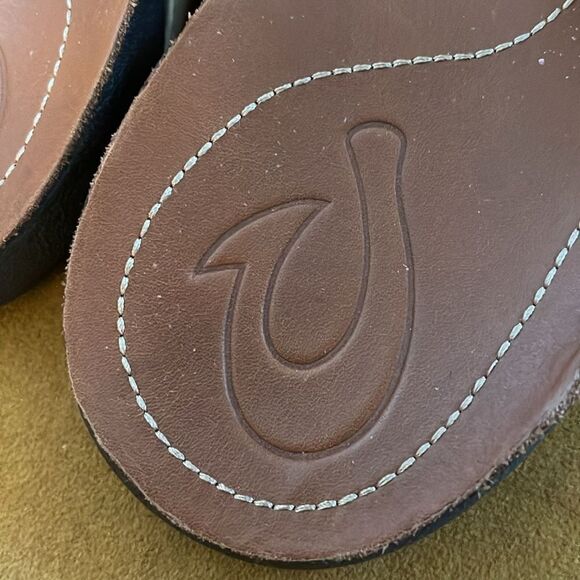 Olakai Kumu Sandals Flip Flops White Leather 8 - Picture 3 of 7